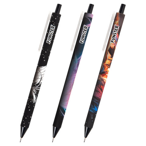 Карандаш механический 0,7 мм с принтом FUNSTER (ФАНСТЕР) "ANIME", корпус soft-touch ассорти, 182059