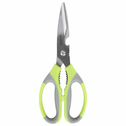 Ножницы кухонные DASWERK (ДАСВЕРК), 210 мм, с орехоколом, открывашкой, зазубренным лезвием, 608903