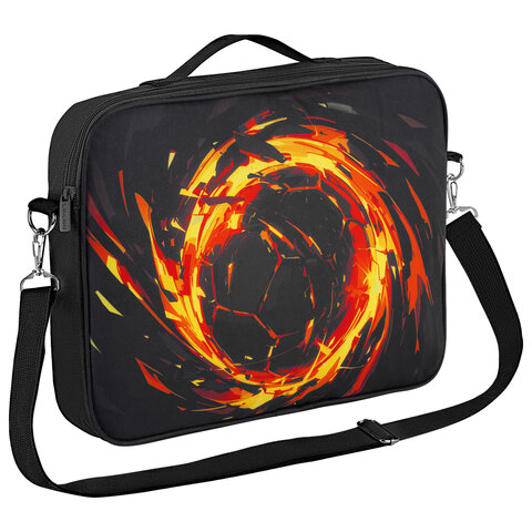 Папка на молнии с ручками BRAUBERG KIDS А4, 1 отделение, регулируемый плечевой ремень, 60 мм, "Fire split", 273318