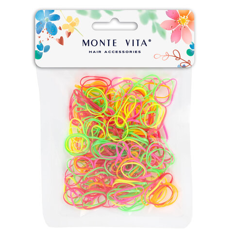 Резинки для волос НАБОР 250 шт., силиконовые, средние, разные цвета, MONTE VITA (МОНТЕ ВИТА), 457065