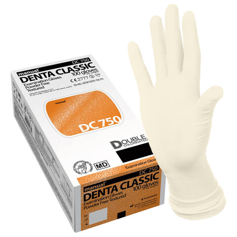 Перчатки латексные смотровые MANUAL DC750 Австрия 50 пар (100шт), р. XL (оч. большой), DC750-04