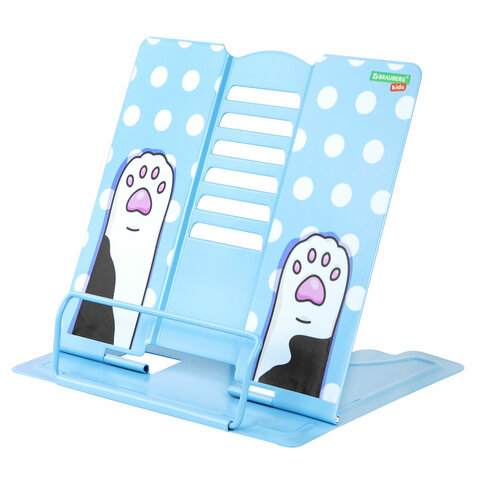 Подставка для книг и учебников большая BRAUBERG KIDS "Lil Paws", регулируемый угол наклона, металлическая, 238053