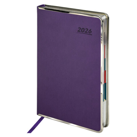 Ежедневник датированный 2026 А5 148х218мм GALANT "Infinity Silver", под кожу, фиолетовый, 117498