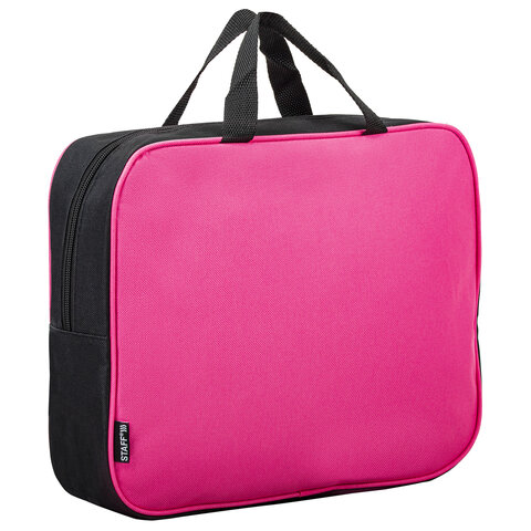 Папка на молнии с ручками STAFF EVERYDAY А4, 1 отделение, полиэстер, 80 мм, розовая, 270743