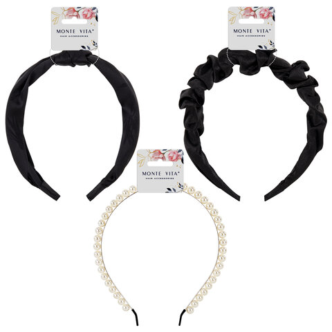 Ободок для волос, ширина 2 / 3 / 3 см АССОРТИ 2, MONTE VITA (МОНТЕ ВИТА), 457124