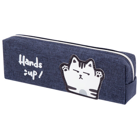 Пенал ЮНЛАНДИЯ, 1 отделение, полиэстер, "Cat", синий, 19х4х6 см, 270278