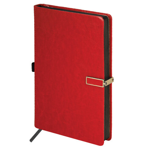 Скетчбук, слоновая кость 140 г/м2 130х210 мм, 80 л., КОЖЗАМ, застежка металл, BRAUBERG ART CLASSIC, "Inspiration", под кожу, красный, 116466
