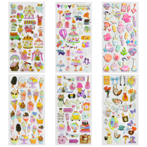 Наклейки гелевые "Акварельные мечты", 17,5х9 см, ассорти 6 видов, FUNSTER (ФАНСТЕР), 666096