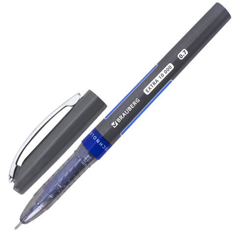Ручка шариковая BRAUBERG "EXTRA 10000", УВЕЛИЧЕННАЯ ДЛИНА ПИСЬМА 10000 МЕТРОВ, СИНЯЯ, узел 0,7 мм, линия письма 0,35 мм, 144329
