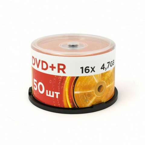 Диск DVD+R (плюс) MIREX, 4,7 Гб, 16x, Cake Box (упаковка на шпиле), КОМПЛЕКТ 50 шт., UL130013A1B