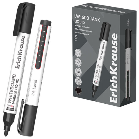 Маркер стираемый для доски с жидкими чернилами ERICH KRAUSE LW-600 "Tank Liquid", ЧЕРНЫЙ, 2,5 мм, 48774