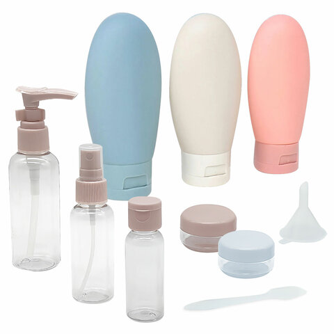 Дорожный набор флаконов в косметичке, 8 флаконов (80 мл / 3х60 мл / 50 мл / 30 мл / 2х10 мл), DASWERK (ДАСВЕРК), 609300