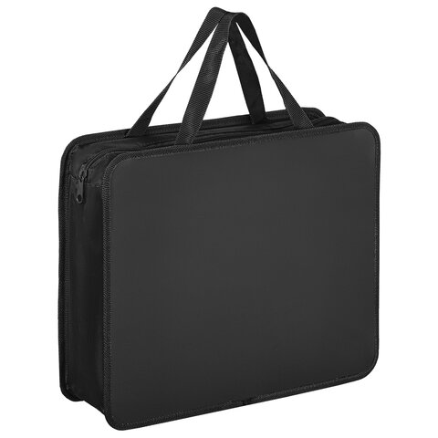 Папка на молнии с ручками ПИФАГОР, А4, 1 отделение, пластик, 75 мм, черная, 272110