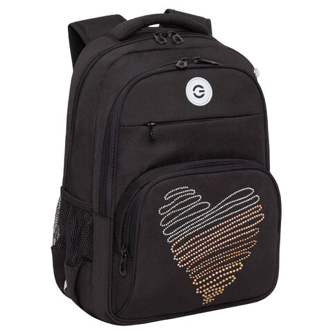Рюкзак GRIZZLY школьный, анатомическая спинка, 2 отделения, для девочек, "DIAMOND HEART", 39х30х20 см, RG-568-3/1