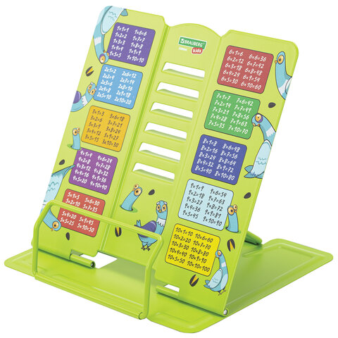 Подставка для книг и учебников большая BRAUBERG KIDS "Funny Pigeons" с таблицей умножения, регулируемый угол наклона, металлическая, 238961