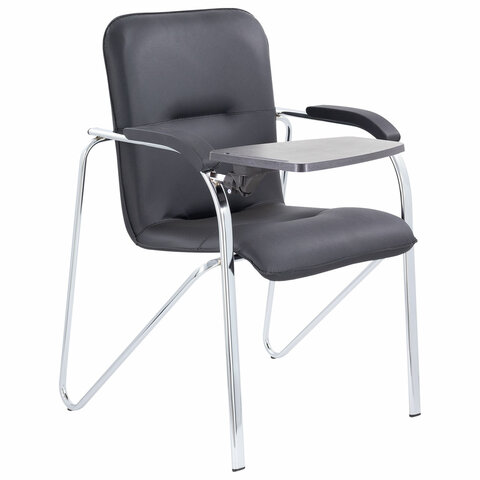 Кресло со столом BRABIX "Samba CF-108 BOX-2", хром каркас, кожзам черный, разобрано, 533218