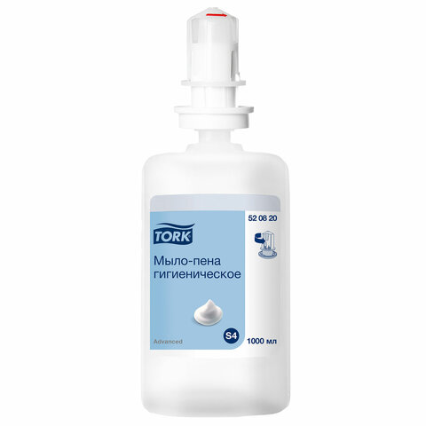 Картридж с жидким мылом-пеной одноразовый Tellus/TORK (Система S4) Advanced, гигиенический эффект, 1 л, 520821