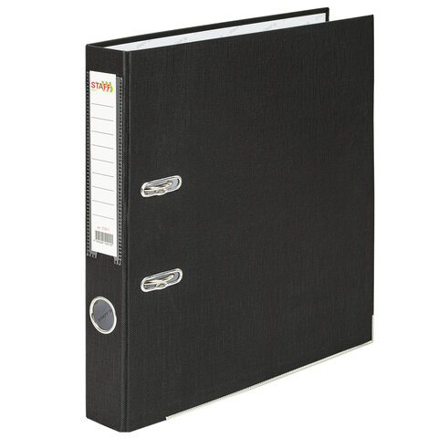Папка-регистратор STAFF "Profit" с покрытием из ПВХ, 50 мм, с уголком, черная, СЪЕМНЫЙ МЕХАНИЗМ, 272011