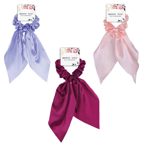 Резинка для волос 25 см, скранч, с хвостиками, АССОРТИ, MONTE VITA (МОНТЕ ВИТА), 457075
