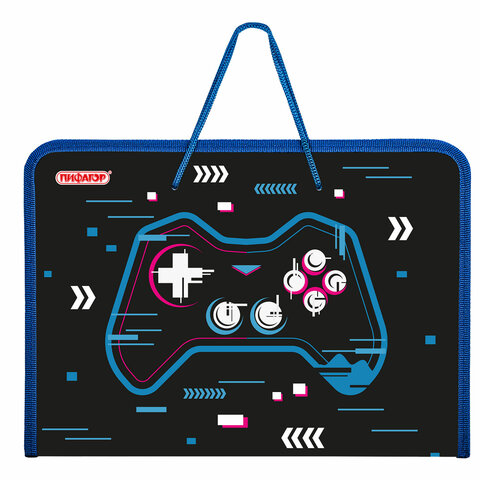 Папка для труда на молнии с ручками ПИФАГОР А4, 1 отделение, пластик, органайзер, "Lucky gamer", 273390