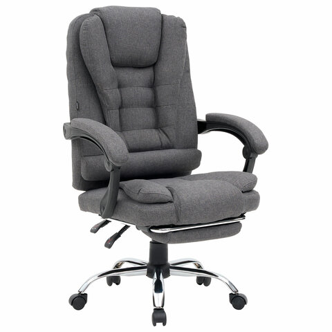 Кресло офисное CROMEX (КРОМЕКС) "Chill MS-005", с функцией вибромассажа, подножка, ткань, серое, 532959