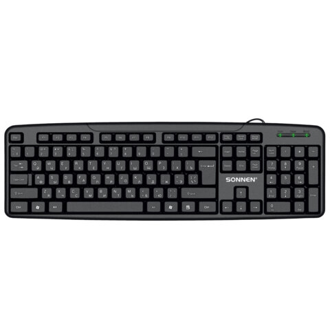 Клавиатура проводная бесшумная, USB, 104 клавиши, SONNEN KB-8136, черная, 513946