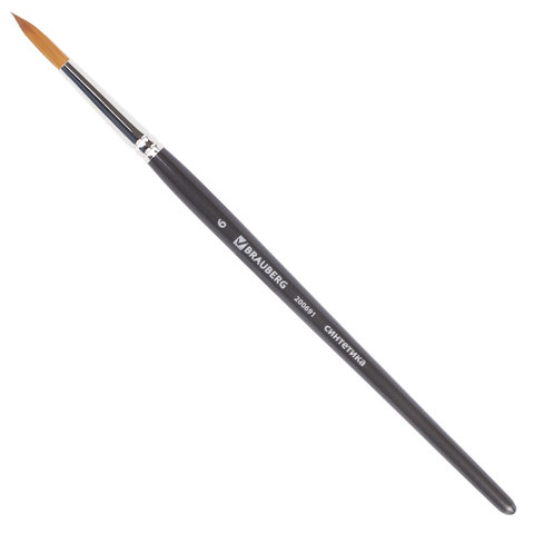 Кисть художественная профессиональная BRAUBERG ART CLASSIC, синтетика мягкая под колонок, круглая, № 6, короткая ручка, 200691