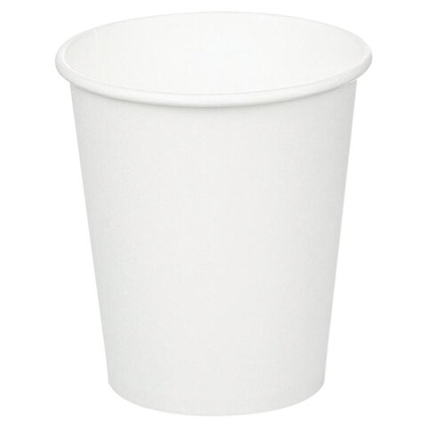 Стакан одноразовый бумажный 200/276 мл, D 80 мм, КОМПЛЕКТ 50 шт., однослойный, белый, холодное/горячее, СКАНДИПАКК, -0000, 771S70900-0000