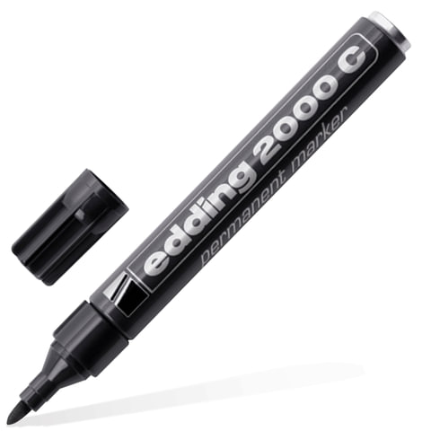 Маркер перманентный (нестираемый) EDDING 2000, ЧЕРНЫЙ, круглый наконечник, 1,5-3 мм, алюминиевый корпус, E-2000C/1, Е-2000/C001