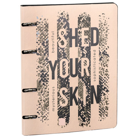 Тетрадь на кольцах А5 (180х220 мм), 80 листов, под кожу, клетка, BRAUBERG VISTA, Shed your skin, 112133