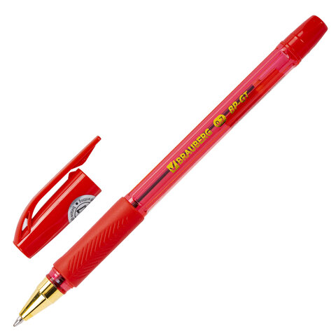 Ручка шариковая BRAUBERG BP-GT GLD RED, КРАСНАЯ, корпус тонированный, пишущий узел 0,7 мм, линия письма 0,35 мм, 144506