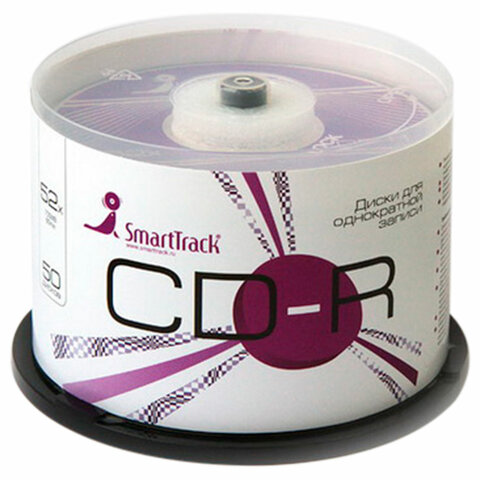 Диск CD-R SMARTTRACK, 700 Мб, 52x, Cake Box (упаковка на шпиле), КОМПЛЕКТ 50 шт., ST000151