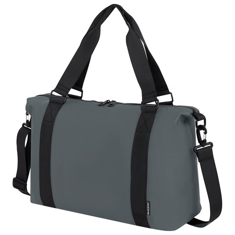 Сумка спортивная HEIKKI QUICK MOVE (ХЕЙКИ), карман на молнии, багажная лента, серая, 41х32х15 см, 273879