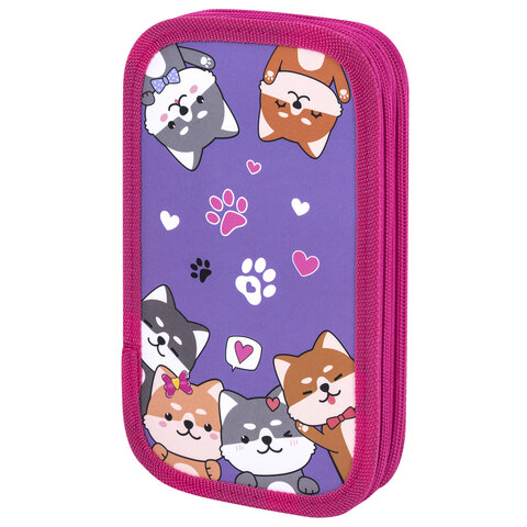 Пенал ЮНЛАНДИЯ, 2 отделения, картон с эффектом soft-touch, 19х11 см, "Best fellows", 273497