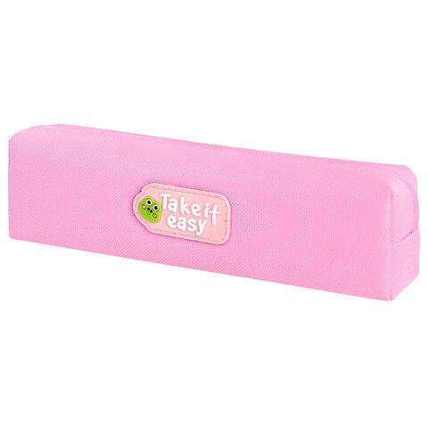 Пенал ЮНЛАНДИЯ ЮНИОР, 1 отделение, полиэстер, аппликация, "Take it easy", 20х6х4 см, 273802