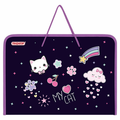 Папка для труда на молнии с ручками ПИФАГОР А4, 1 отделение, пластик, органайзер, "Leapfrog", 273388