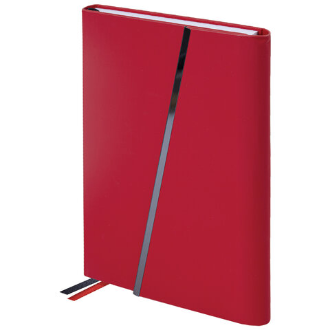 Ежедневник недатированный А5 145х213 мм BRAUBERG "Vogue", под кожу, магнитный клапан, 160 л., красный, 116225