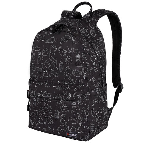 Рюкзак HEIKKI DREAM (ХЕЙКИ) универсальный, с карманом для ноутбука, эргономичный, "Crazy cats", 42х26х14 см, 273853