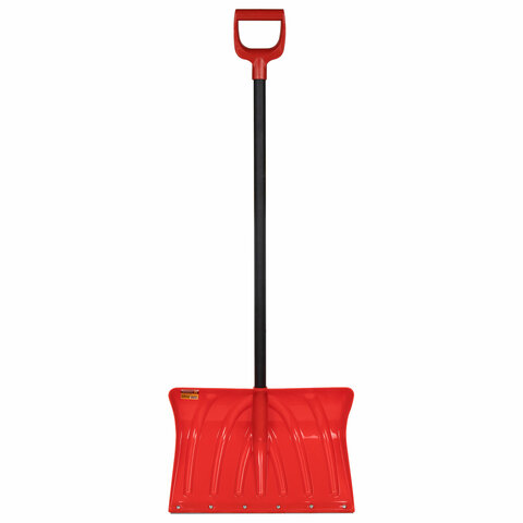 Лопата снеговая 50х34см "ПРОРАБ" ребра жесткости, планка на клепках СУПЕРПРОЧНАЯ, первичное сырье, черенок с V-ручкой, КРАСНАЯ, ГРАНДМАСТЕР, 700331