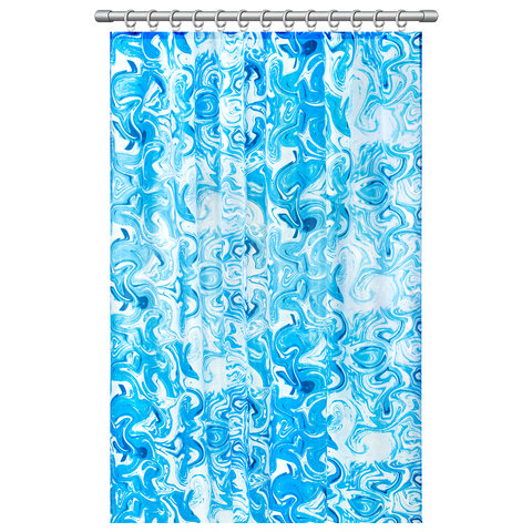 Шторка для ванной ПОЛИЭСТЕР, 180х200 см, кольца в комплекте, ГОЛУБЫЕ ВОЛНЫ, PRIMILA (ПРИМИЛА), 700083