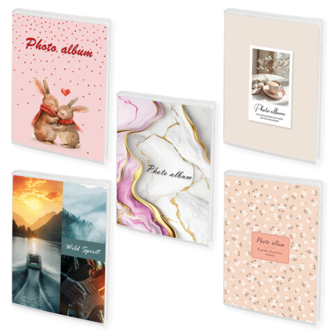 Фотоальбом BRAUBERG на 36 фото 10х15 см, ассорти 5 дизайнов, мягкая обложка, 391442