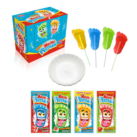 Карамель на палочке с кислой пудрой "Мистер Пяткин" ассорти, 11 г, КАНДИ КЛАБ, CAR124-4
