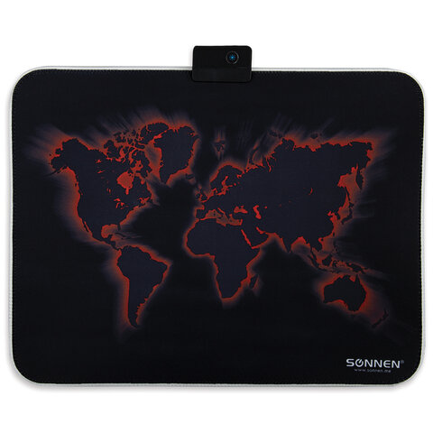 Коврик для мыши SONNEN "LIGHTING", резина+ткань, 350х270х4 мм, чёрный, 513316
