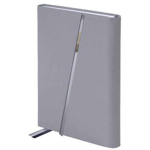 Ежедневник недатированный А5 145х213 мм BRAUBERG "Vogue", под кожу, магнитный клапан, 160 л., серый, 116224