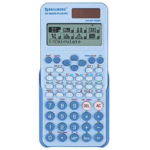 Калькулятор инженерный BRAUBERG SC-991ES-PLUS-BU (164х80 мм), 552 функции, 10+2 разряда, ГОЛУБОЙ, 272653
