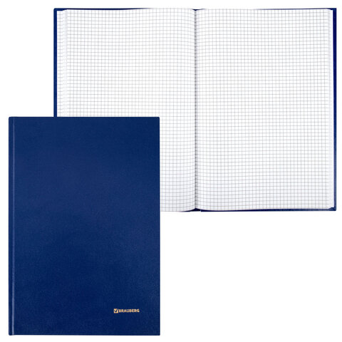 Книга учета 96 л., клетка, твердая, бумвинил, блок офсет, А4 200х290 мм, BRAUBERG, синяя, 130069
