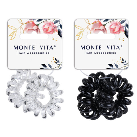 Резинки для волос НАБОР 2 шт., диаметр 5 см, пружинка, АССОРТИ, MONTE VITA (МОНТЕ ВИТА) 457059