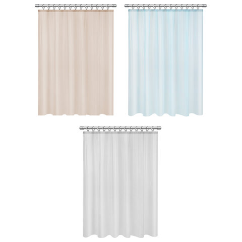 Шторка для ванной PEVA, 180х180 см, кольца в комплекте, цвет ассорти (белый, голубой, коричневый), PRIMILA (ПРИМИЛА), 700072