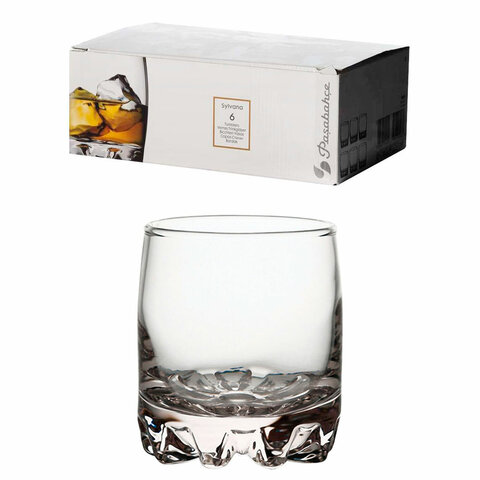 Стакан низкий, 200 мл, КОМПЛЕКТ 6 штук, стекло, PASABAHCE "СИЛЬВАНА", фирменная подарочная упаковка, 42414