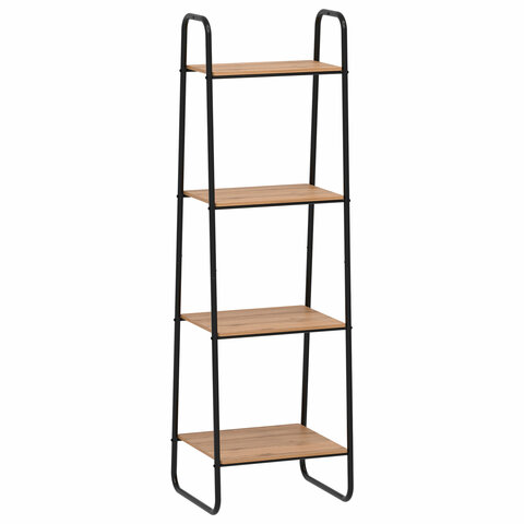 Стеллаж на металлокаркасе "Скандинавия-14", 450х385х1470 мм, 4 полки ЛДСП, черный/дуб, CТCП14 Ч